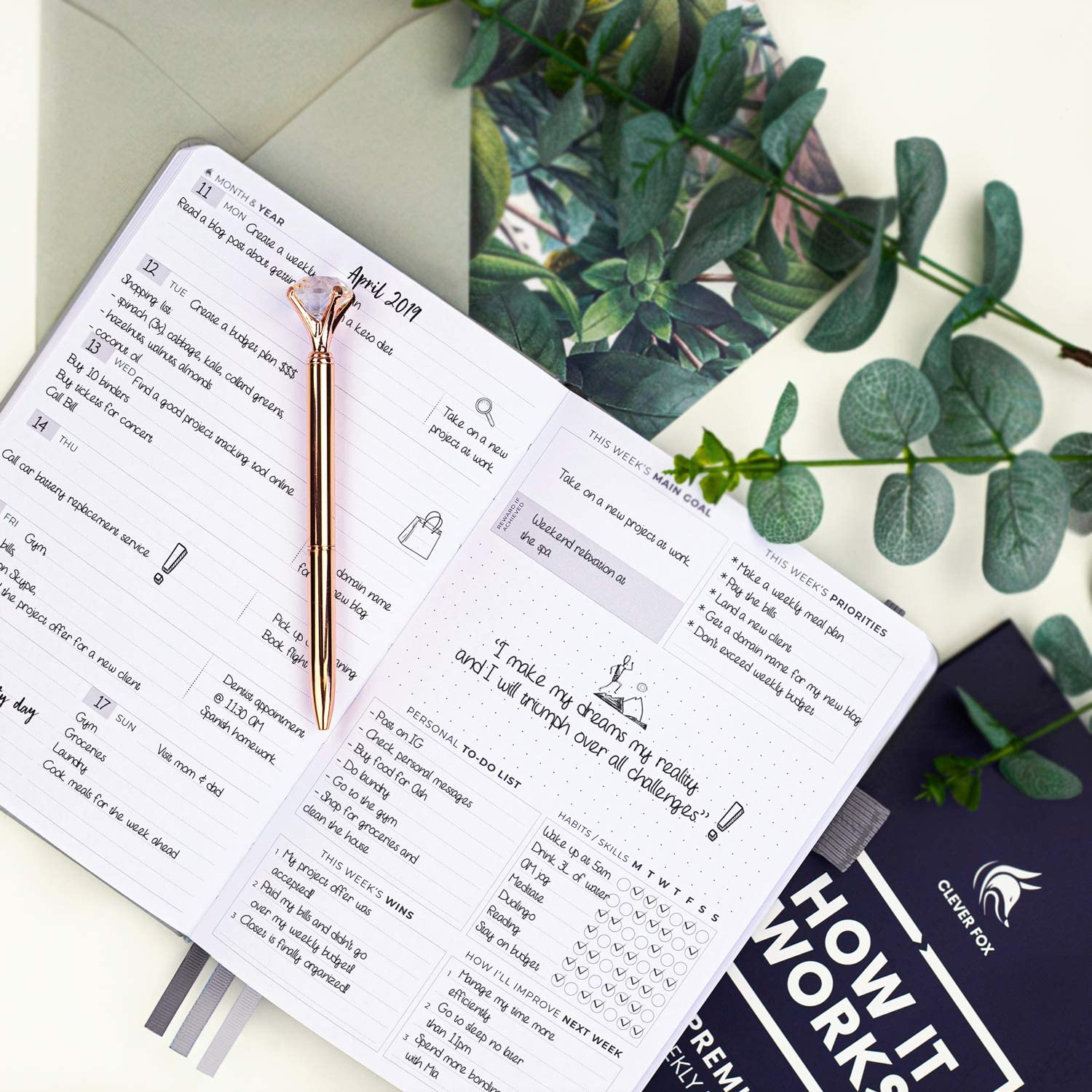 Clever Fox Planner Premium Edition – Undated Luxurious Weekly & Monthly Planner to Increase Productivity and Hit Your Goals – Organizer – Start Anytime, A5, Lasts 1 Year, Black (Weekly) - Image 3